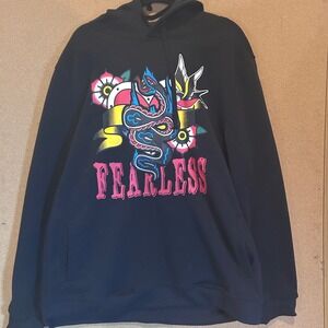 Rebel Minds Black Hoodie Fearless Snake Tattoo Graphic Print Premium 2XL